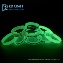 Wholesale bulk cheap custom eco friendly color filled logo printing rubber bracelet glow silicone wristband